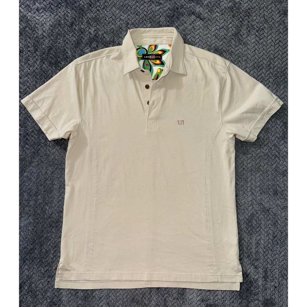 LoudMouth Men's‎ Golf Polo Shirt Beige Embroidered  Logo Size Large